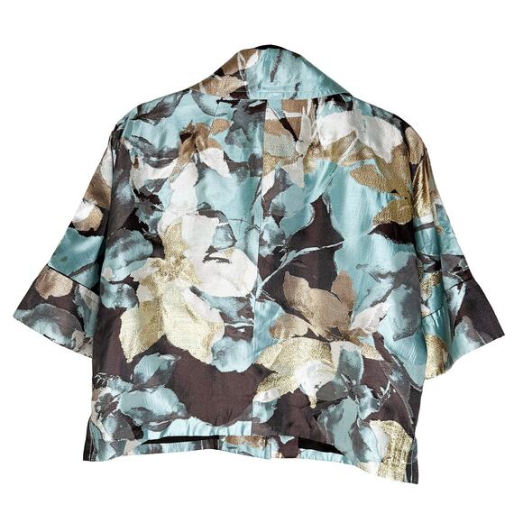 St. John Couture Women's Silk Cropped Single Breasted Jacket Cuffed 1/2 Sleeve 4 - Picture 3 of 10